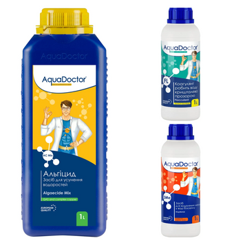 Набір хімії для басейну AquaDoctor 3 в 1 (Альгіцид, Коагулянт FL, StopMetal) 28854-4 фото