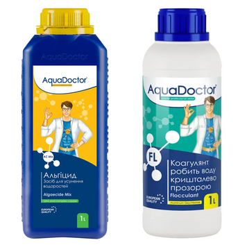 Набір хімії для басейну AquaDoctor 2 в 1 (Альгіцид, Коагулянт FL) 28854-18 фото